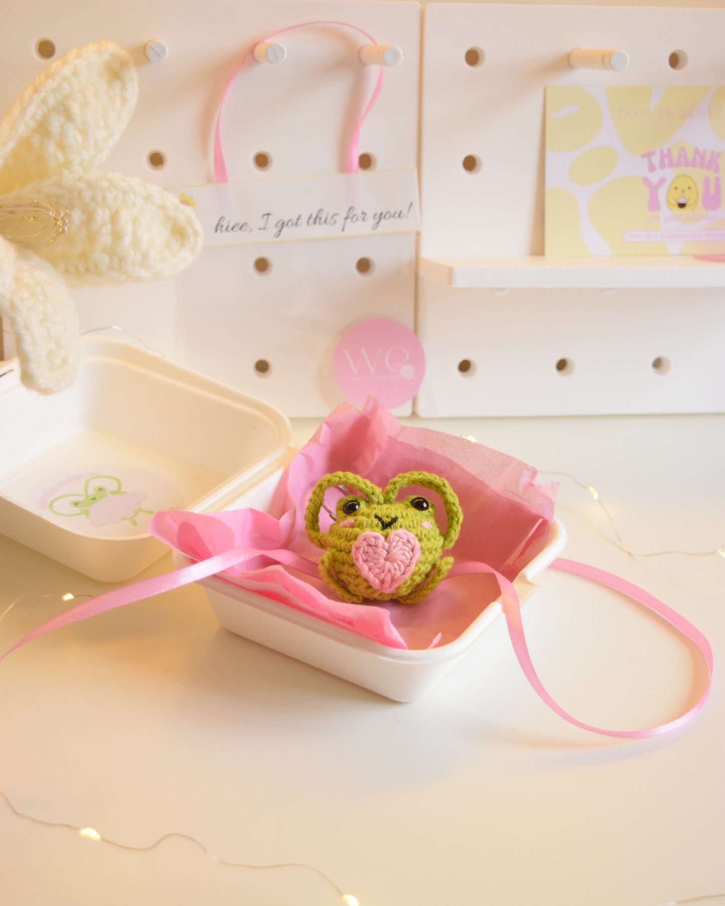 korean heart frog keychain + charm