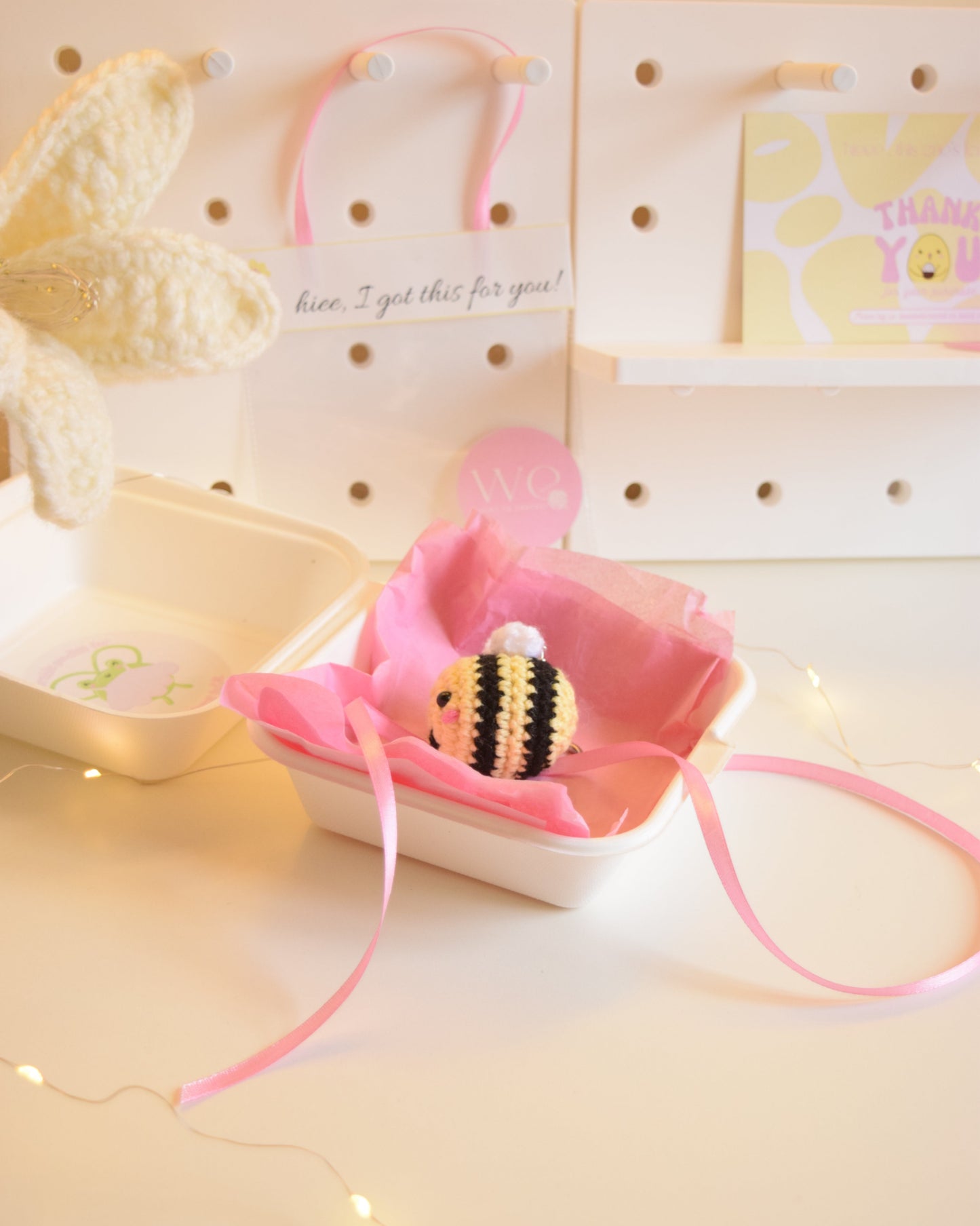 Bee keychain + charm