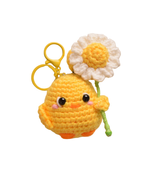 Chick with flower keychain + charm
