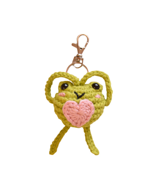 korean heart frog keychain + charm
